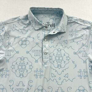 Ferrell Men Light Blue Print Performance Pearl Snap The Carson Polo Golf Shirt M
